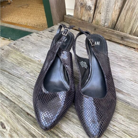 H&M Snakeskin Slingback Heels size 7 charcoal - Picture 2 of 8